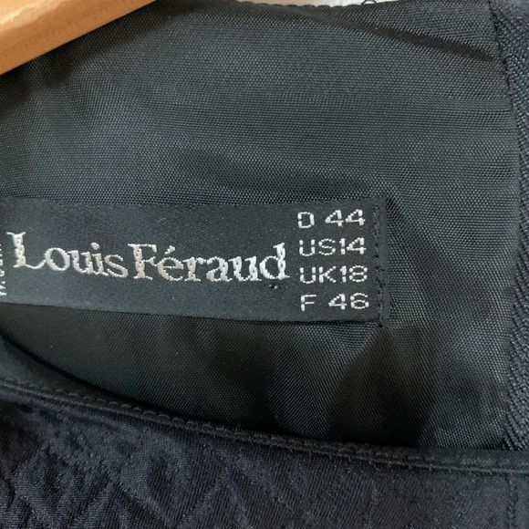 Louis Feraud Black Silk Velvet Wool Midi Dress 14 - Picture 3 of 7